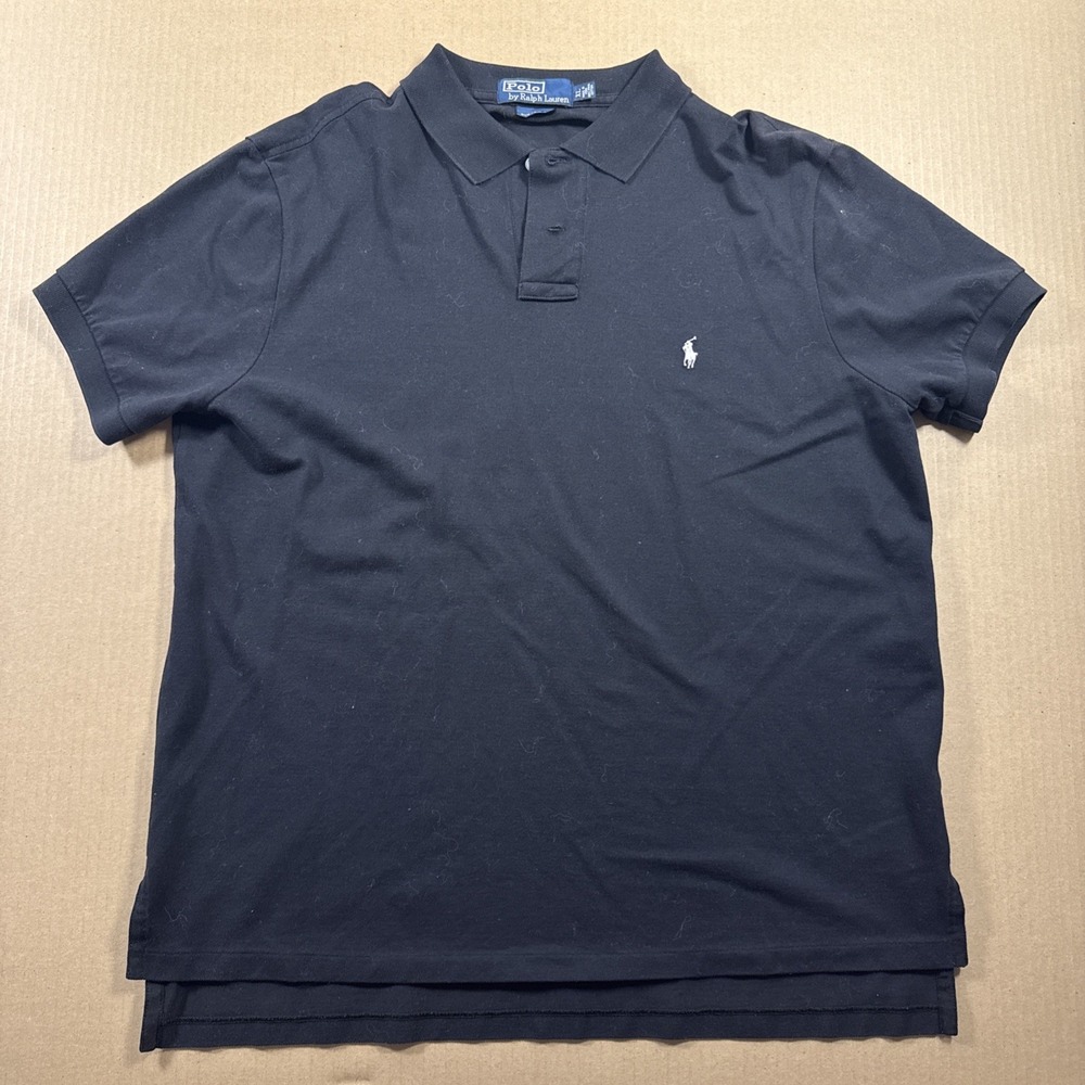 Ralph Lauren Men's Polo Shirt Black Size Xl Custom Slim Fit